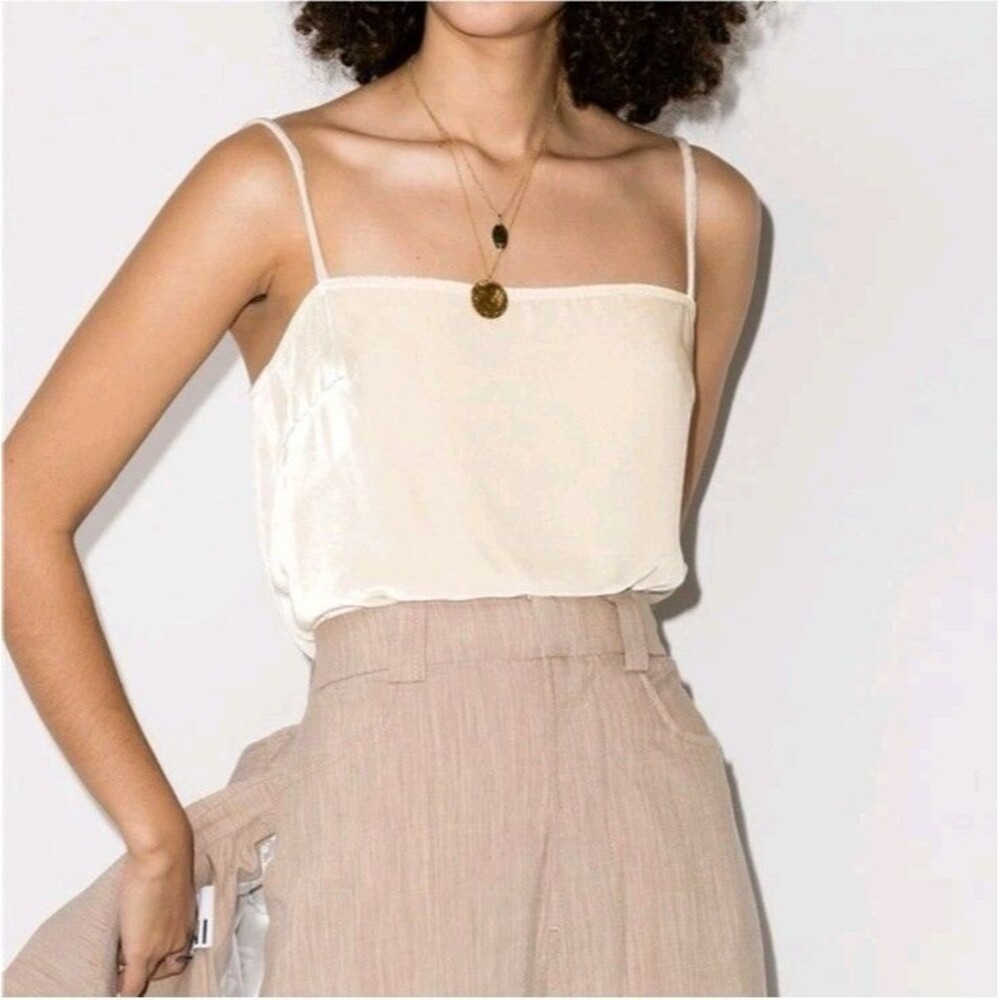 Reformation Ross Silk Blend Cami Top Ivory X-Small